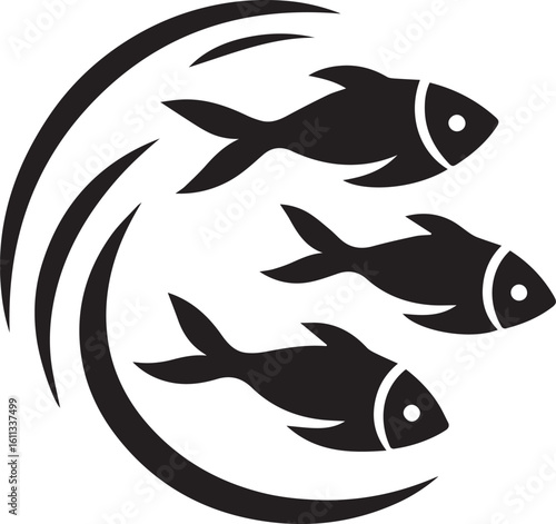 Minimal Black Fish Logo Vector – Silhouette Icon for Seafood and Fishing Brand Design