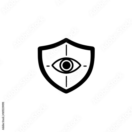 Eye within shield icon symbolizing privacy guard vigilant observation and cyber defense system