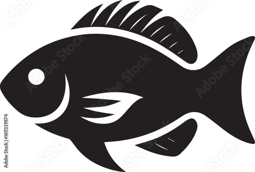 Minimal Black Fish Logo Vector – Silhouette Icon for Seafood and Fishing Brand Design
