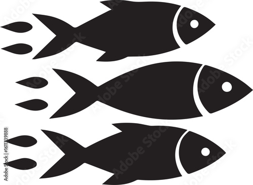 Minimal Black Fish Logo Vector – Silhouette Icon for Seafood and Fishing Brand Design