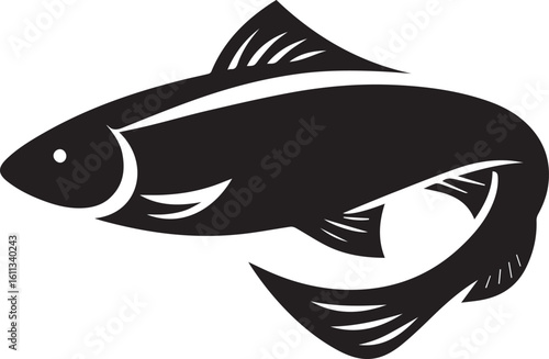 Minimal Black Fish Logo Vector – Silhouette Icon for Seafood and Fishing Brand Design