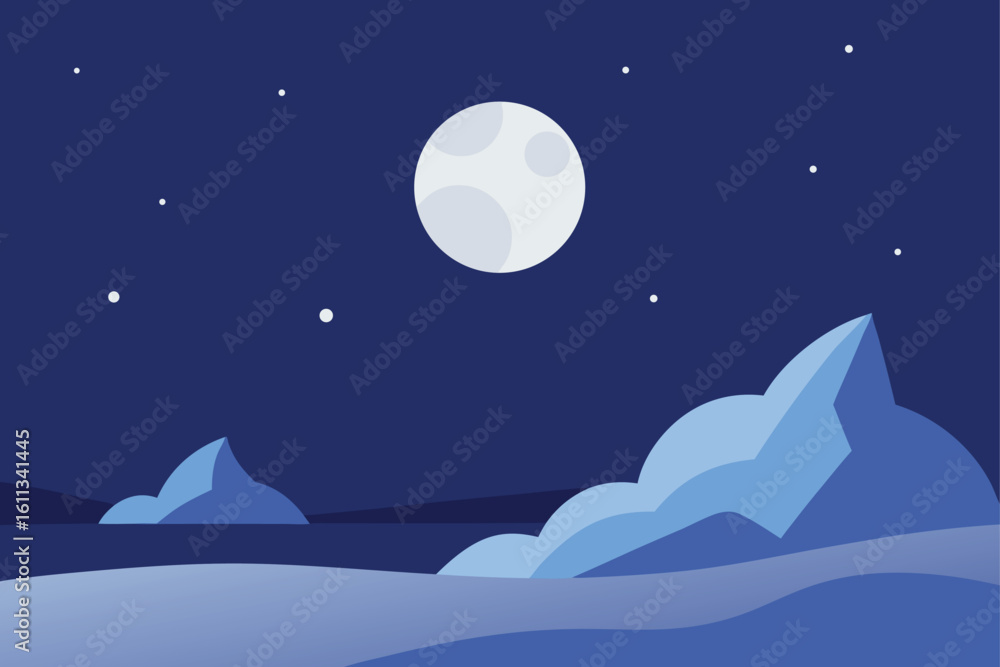 Fototapeta premium moonlight over quiet tundra