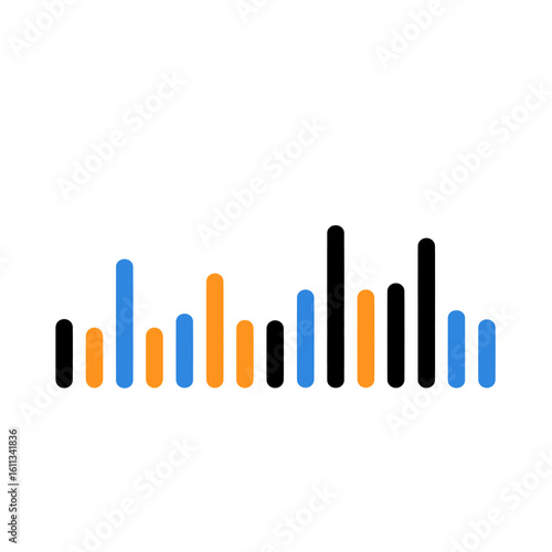 A colorful and minimalist illustration of an audio icon and frequency wave, ideal for music and audio-related design projects