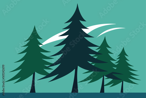 pines swaying in windstorm