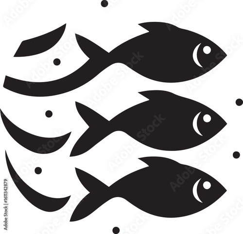 Minimal Black Fish Logo Vector – Silhouette Icon for Seafood and Fishing Brand Design