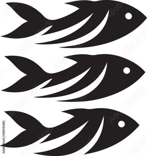 Minimal Black Fish Logo Vector – Silhouette Icon for Seafood and Fishing Brand Design