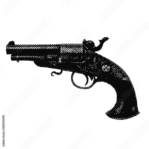 Pirate pistol gun halftone grunge vector design element