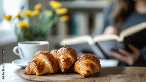 Cozy Morning Ritual: Fresh Croissants, Coffee, and a Good Book for Relaxation