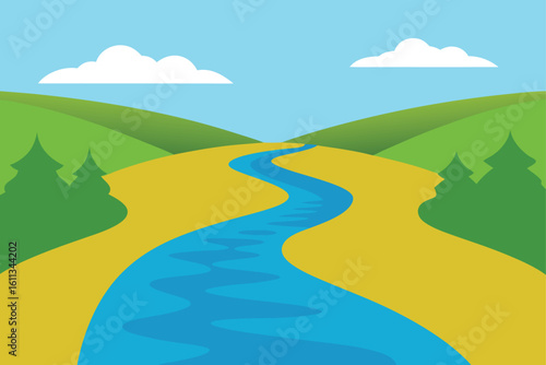 stream cutting through open field