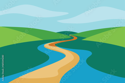stream cutting through open field