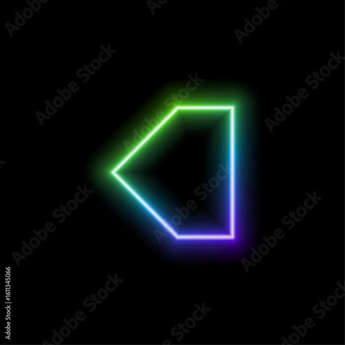 Glowing neon right arrows on a black background. 3D rendering of glowing neon arrows on a black background. Flashing direction indicators.