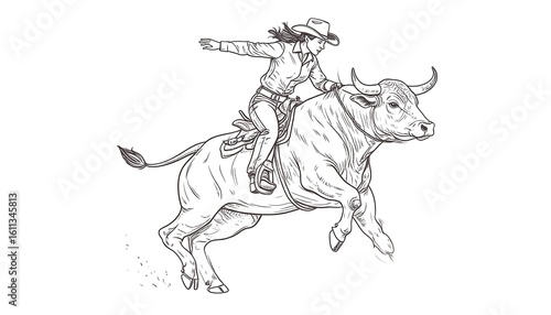 Wallpaper Mural A woman bull-riding in a western style Torontodigital.ca