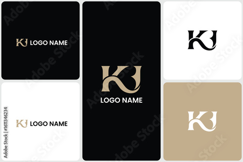 Elegant Initial KJ Modern Logo Designs