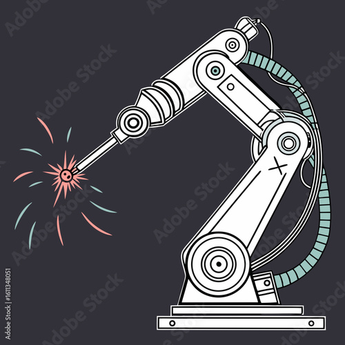 Robotic Arm Welding Process Illustration