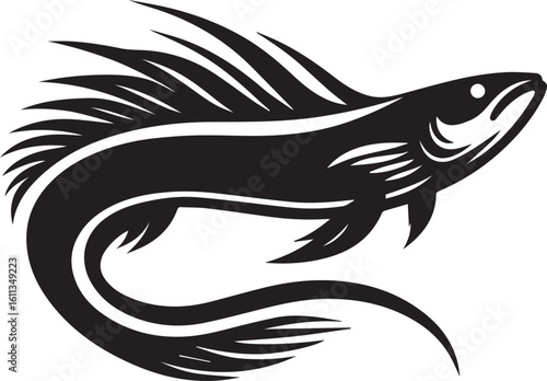 Minimal Black Fish Logo Vector – Silhouette Icon for Seafood and Fishing Brand Design