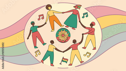 Celebrating juneteenth african american freedom day with music dance and unity in colorful illustration art