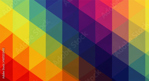 Vibrant abstract pattern of colorful diagonal triangles.