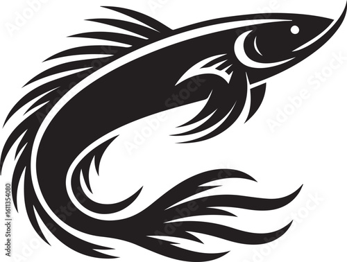 Minimal Black Fish Logo Vector – Silhouette Icon for Seafood and Fishing Brand Design
