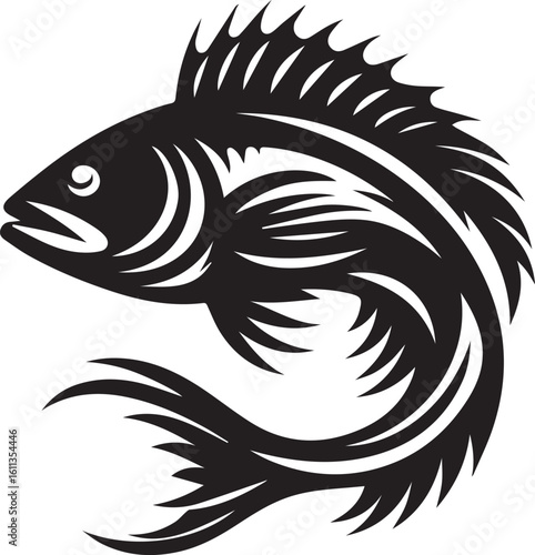 Minimal Black Fish Logo Vector – Silhouette Icon for Seafood and Fishing Brand Design