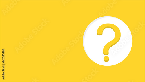 Yellow question mark inside a white circle on a solid yellow background