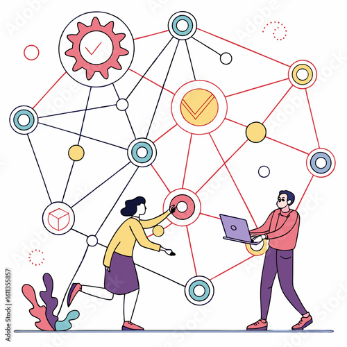 Team Collaboration and Network Connectivity Illustration