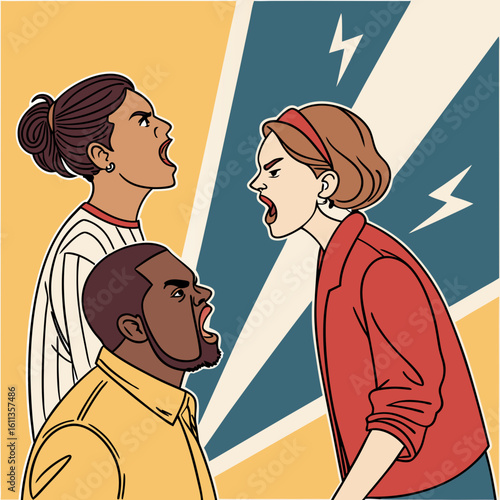 Three People Engaging in a Heated Argument
