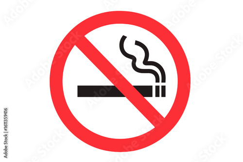 No smoking sign prohibition symbol red circle crossed cigarette warning icon vector illustration transparent background ban tobacco smoke free zone