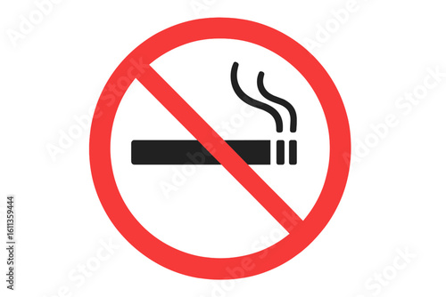 No smoking prohibition sign red circle cigarette ban warning symbol public health safety icon vector illustration graphic design element isolated white background