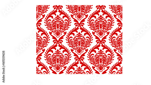 Elegant red baroque pattern for sophisticated designs and classic backgrounds, perfect for luxurious branding and eye-catching creative projects with a vintage flair