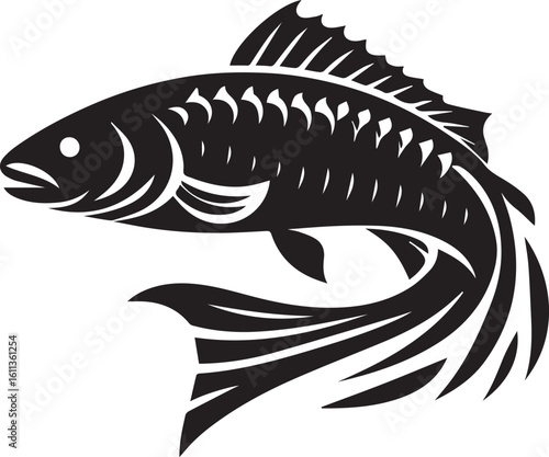 Black Fish Silhouette Vector Logo – Sea Animal Icon for Fishing, Marine, and Seafood Brands