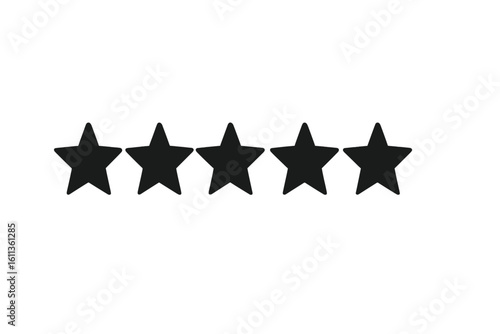Five star rating icon symbol. Premium quality customer review feedback system for app website UI design. Excellence award badge vector illustration element