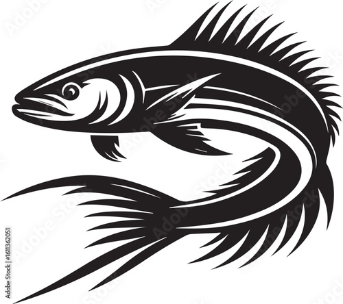 Black Fish Silhouette Vector Logo – Sea Animal Icon for Fishing, Marine, and Seafood Brands