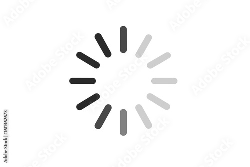 Circular loading spinner icon fading radial bars preloader buffer indicator for website UI app video streaming progress loop animation on transparent background vector illustration