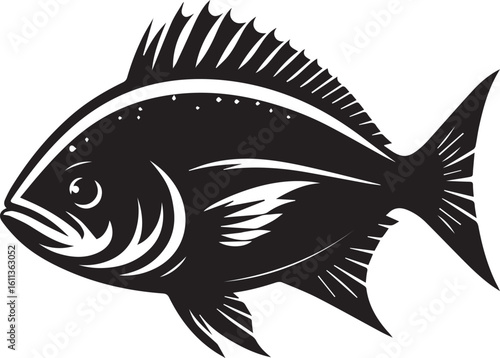 Black Fish Silhouette Vector Logo – Sea Animal Icon for Fishing, Marine, and Seafood Brands