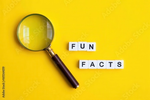 Exploring Engaging Fun Facts: A Magnifying Glass Enhances Curiosity and Invites Learning Through Interesting Discoveries on a Bright Yellow Background