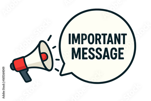 Megaphone loudspeaker important message speech bubble announcement. Business marketing advertising communication alert notification banner vector illustration