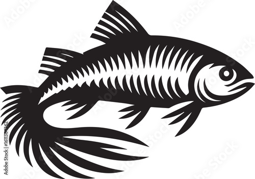 Black Fish Silhouette Vector Logo – Sea Animal Icon for Fishing, Marine, and Seafood Brands