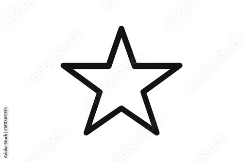 Outline five pointed star icon, minimalist rating symbol, favorite sign, black contour shape, editable stroke vector, transparent background, graphic resource for UI web app design