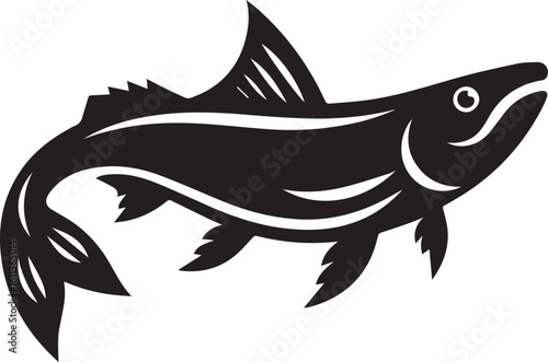 Black Fish Silhouette Vector Logo – Sea Animal Icon for Fishing, Marine, and Seafood Brands