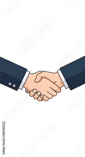 Two businesspeople shaking hands, a symbol of agreement and partnership.