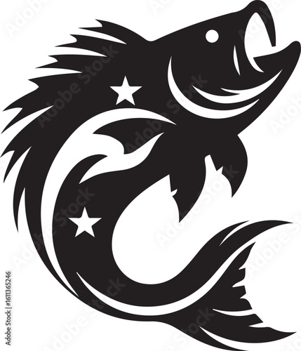 Black Fish Silhouette Vector Logo – Sea Animal Icon for Fishing, Marine, and Seafood Brands