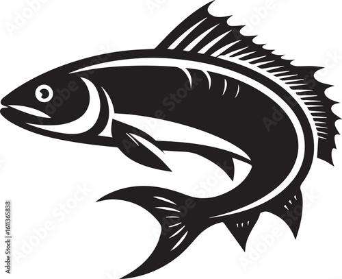 Black Fish Silhouette Vector Logo – Sea Animal Icon for Fishing, Marine, and Seafood Brands