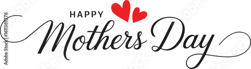 Celebrating Mother's Day with beautiful lettering and heart accents, on a transparent background