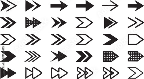 Black arrow icons directional symbols forward next