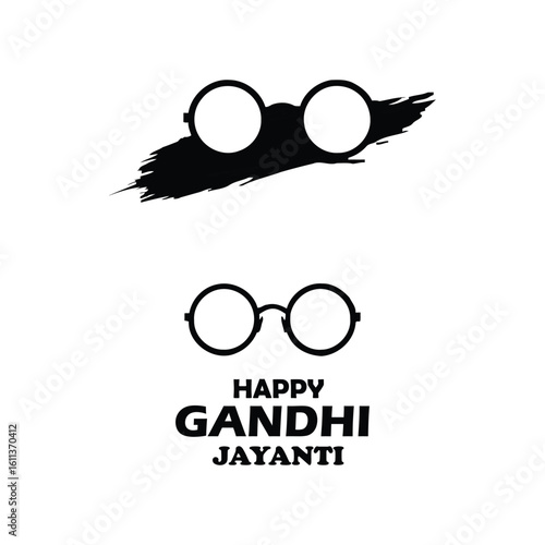 Round spectacles with brush stroke and text glasses black