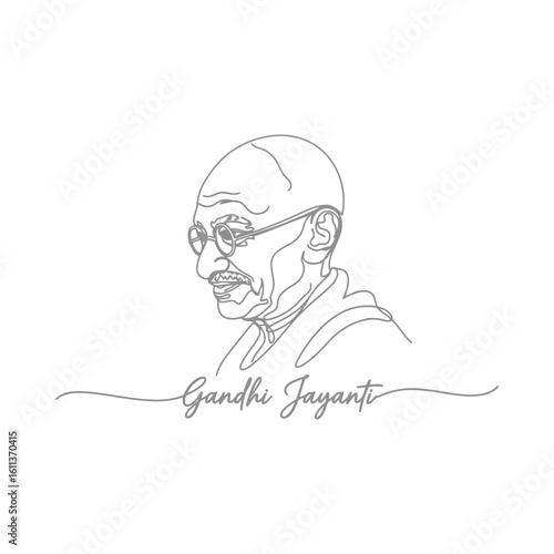 Mahatma Gandhi portrait with Gandhi Jayanti text india leader