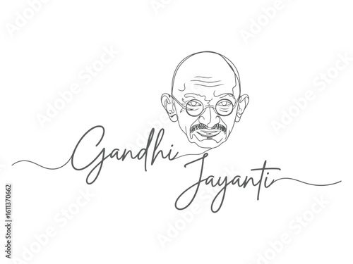 Mahatma Gandhi portrait with celebratory text jayanti sketch