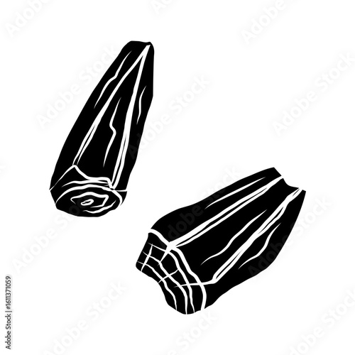 Charcoal firewood vector illustration. Wood stock for fireplace or barbecue design for logo, emblem, decoration, card, sign. Hand drawn doodle on isolated background