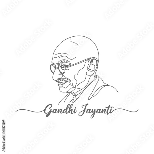 Mahatma Gandhi portrait with Gandhi Jayanti text indian leader