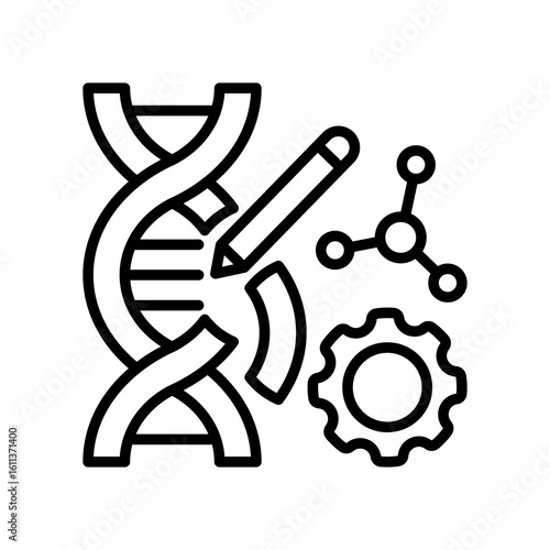 dna editing concept black and white icon clip art preview